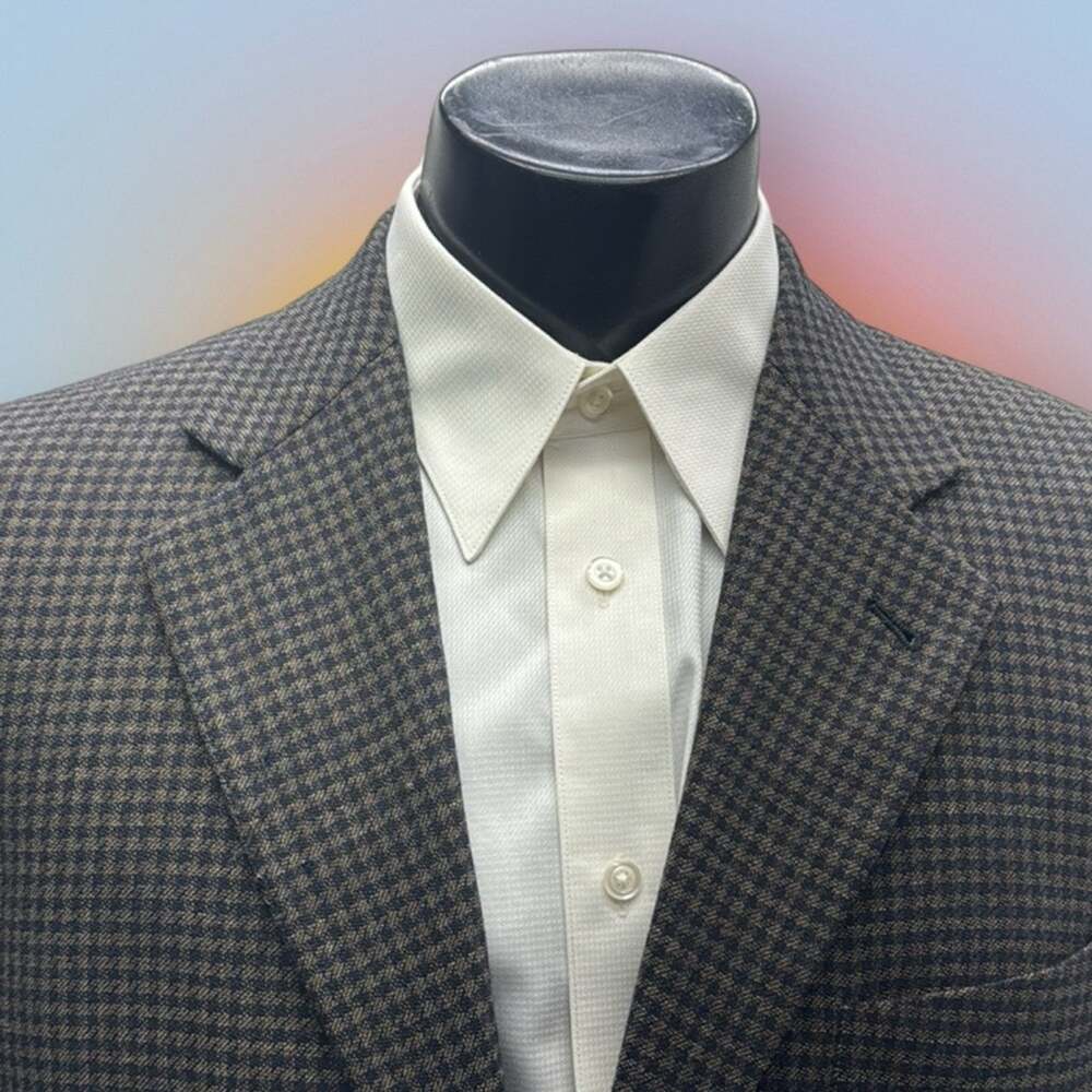 JOSEPH ABBOUD  Men’s 38R Brown Blue Check Wool Sport Coat Blazer